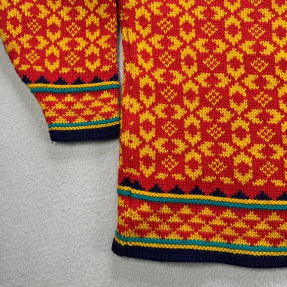 Vintage Lands End Sweater Womens M Wool Geometric Nordic Knit Norway Boxy Fit - Picture 4 of 7